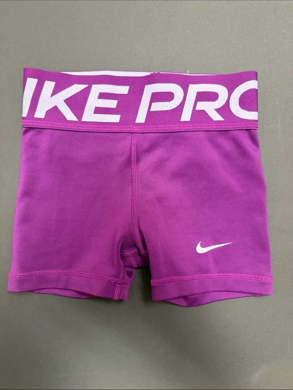 Nike Girls' Purple Logo Waistband Compression Shorts
